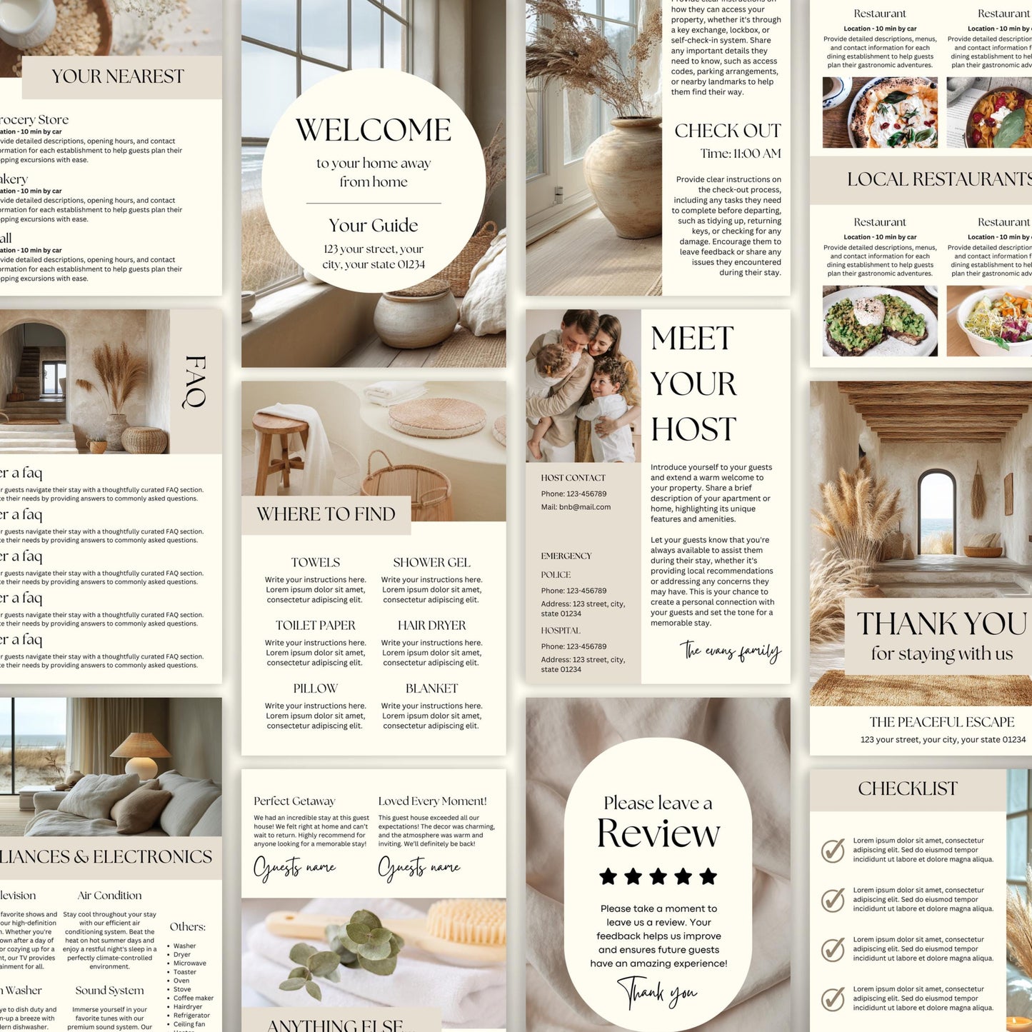 A promotional display showcasing a printable or shareable Airbnb Welcome Book.