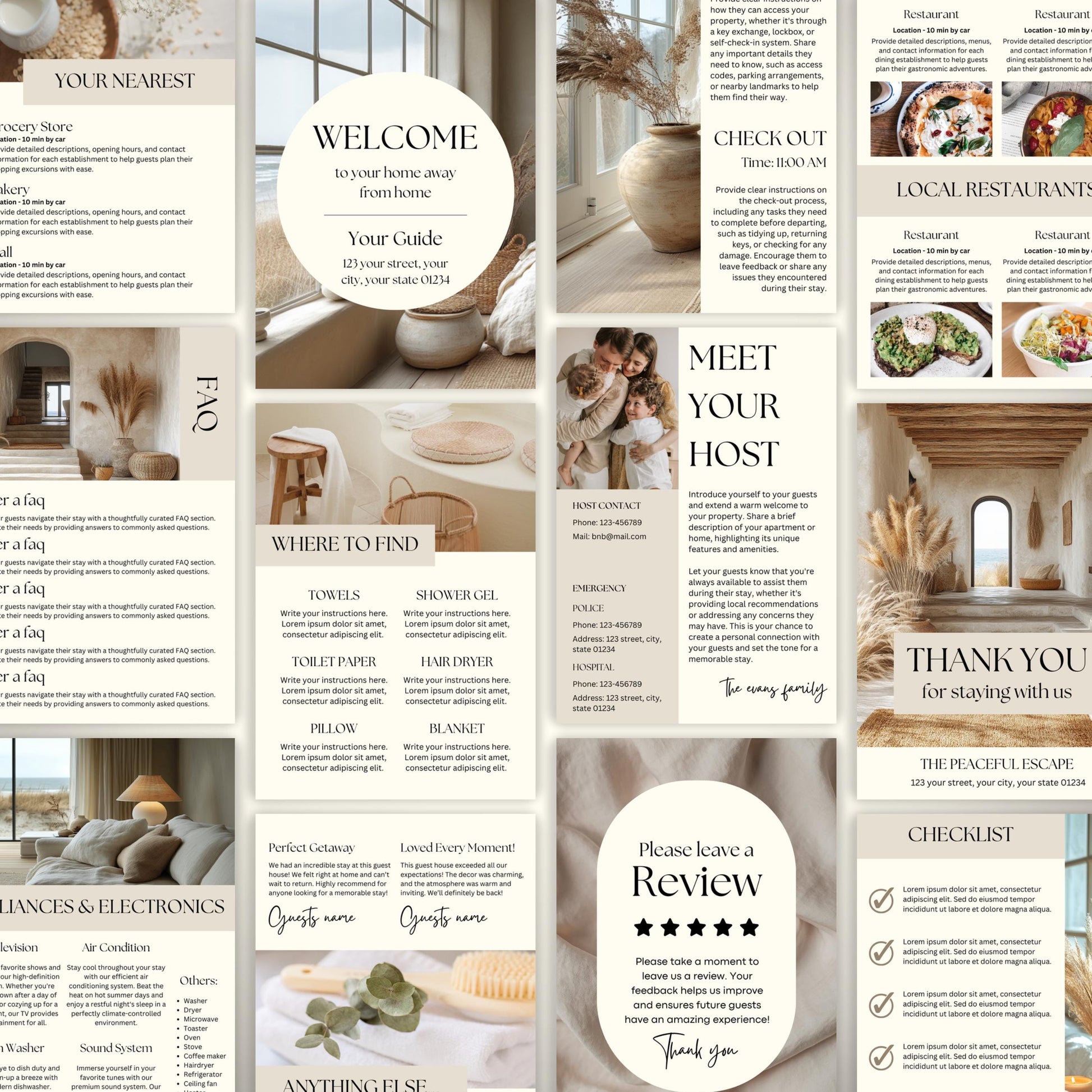 A promotional display showcasing a printable or shareable Airbnb Welcome Book.