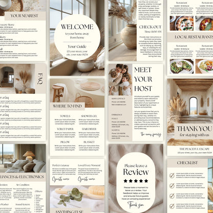 A promotional display showcasing a printable or shareable Airbnb Welcome Book.