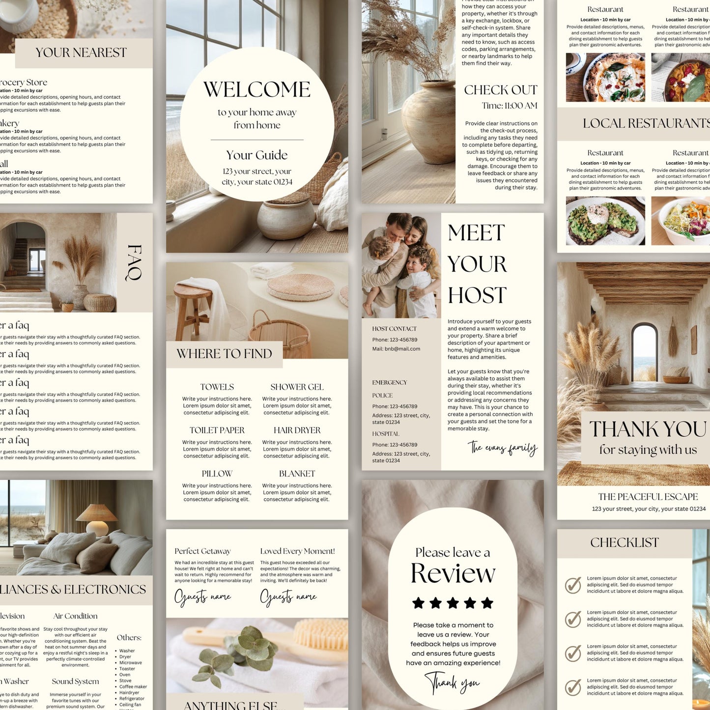 A promotional display showcasing a printable or shareable Airbnb Welcome Book.