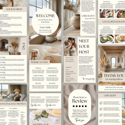 A promotional display showcasing a printable or shareable Airbnb Welcome Book.