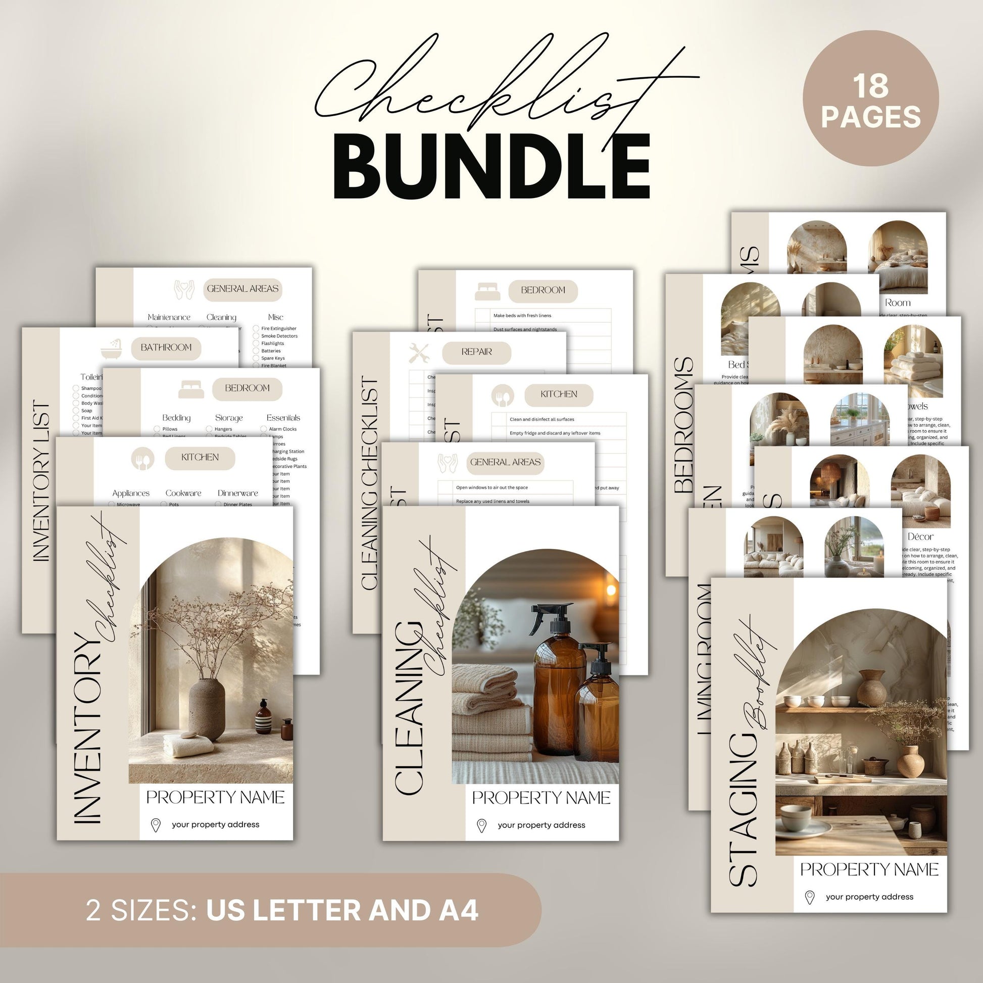 Overview of a airbnb host bundle showing airbnb checklists.