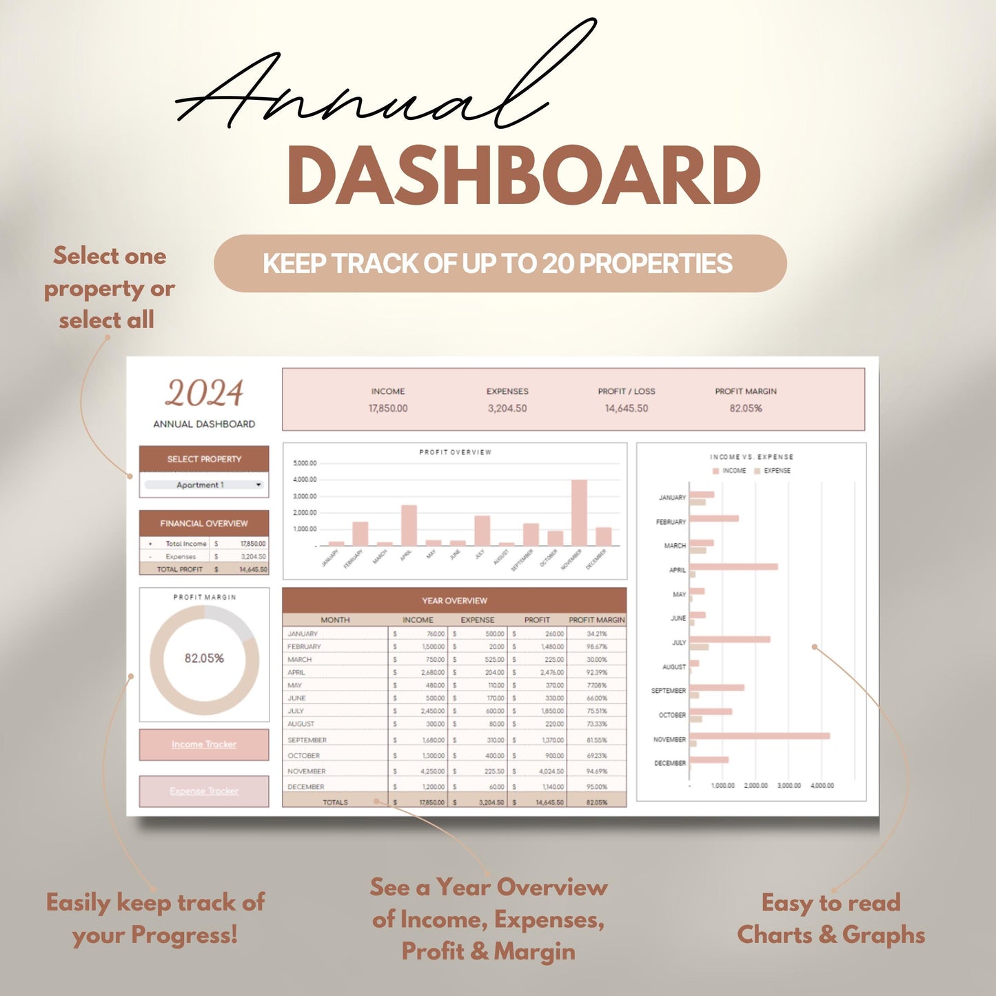 Overview graphic showing the annual dashboard.
