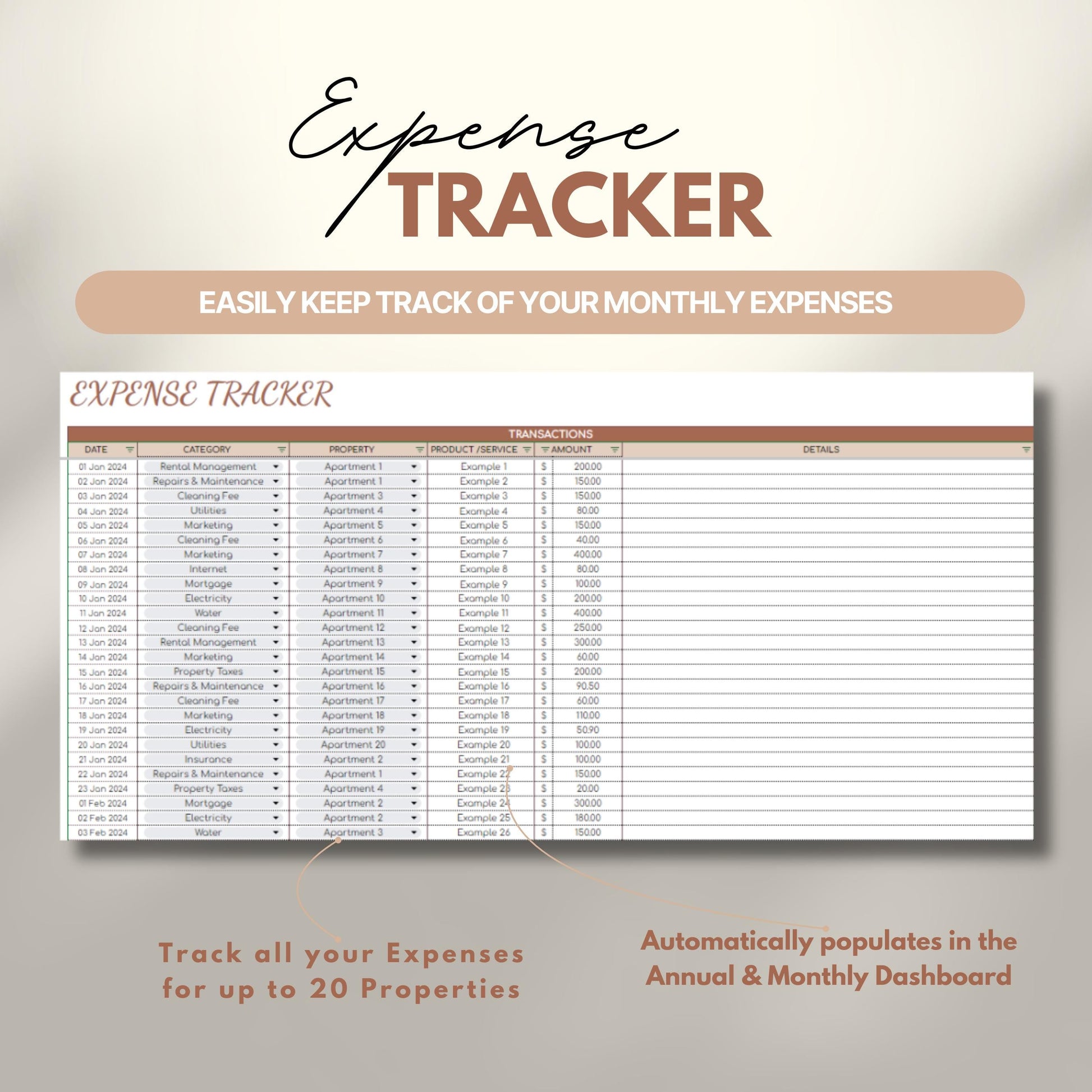 Overview graphic showing the expense tracker.