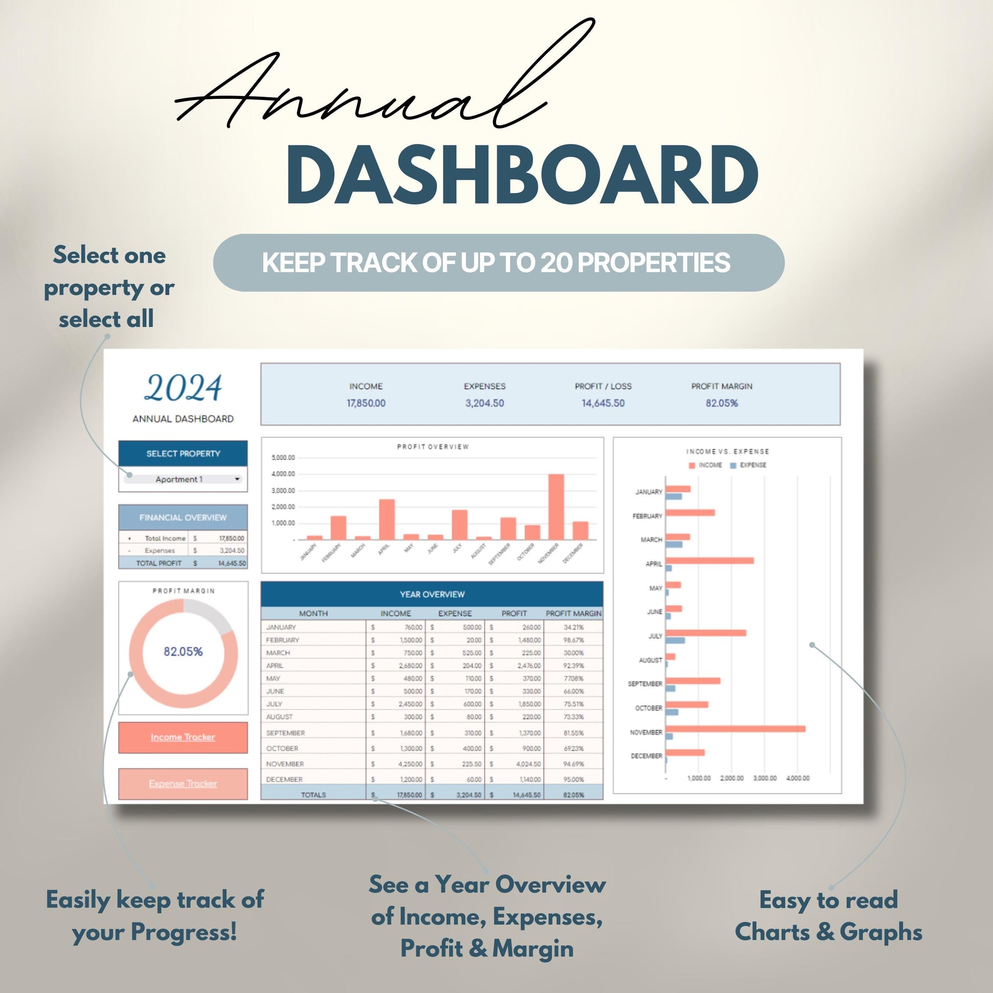 Overview graphic showing the annual dashboard.