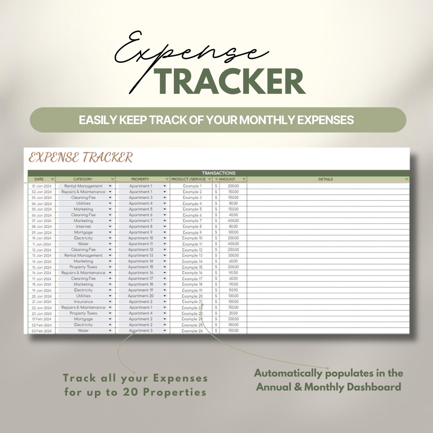 Overview graphic showing the expense tracker.