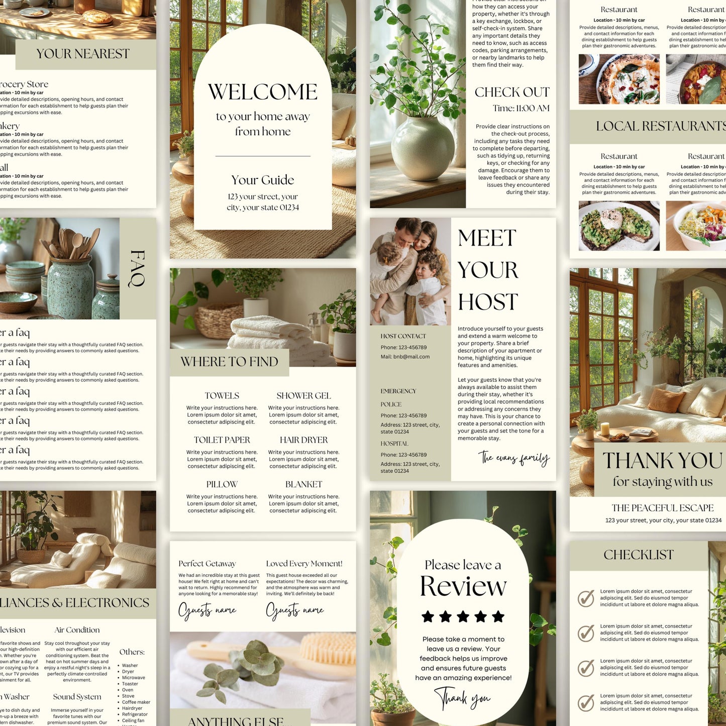 A promotional display showcasing a printable or shareable Airbnb Welcome Book.