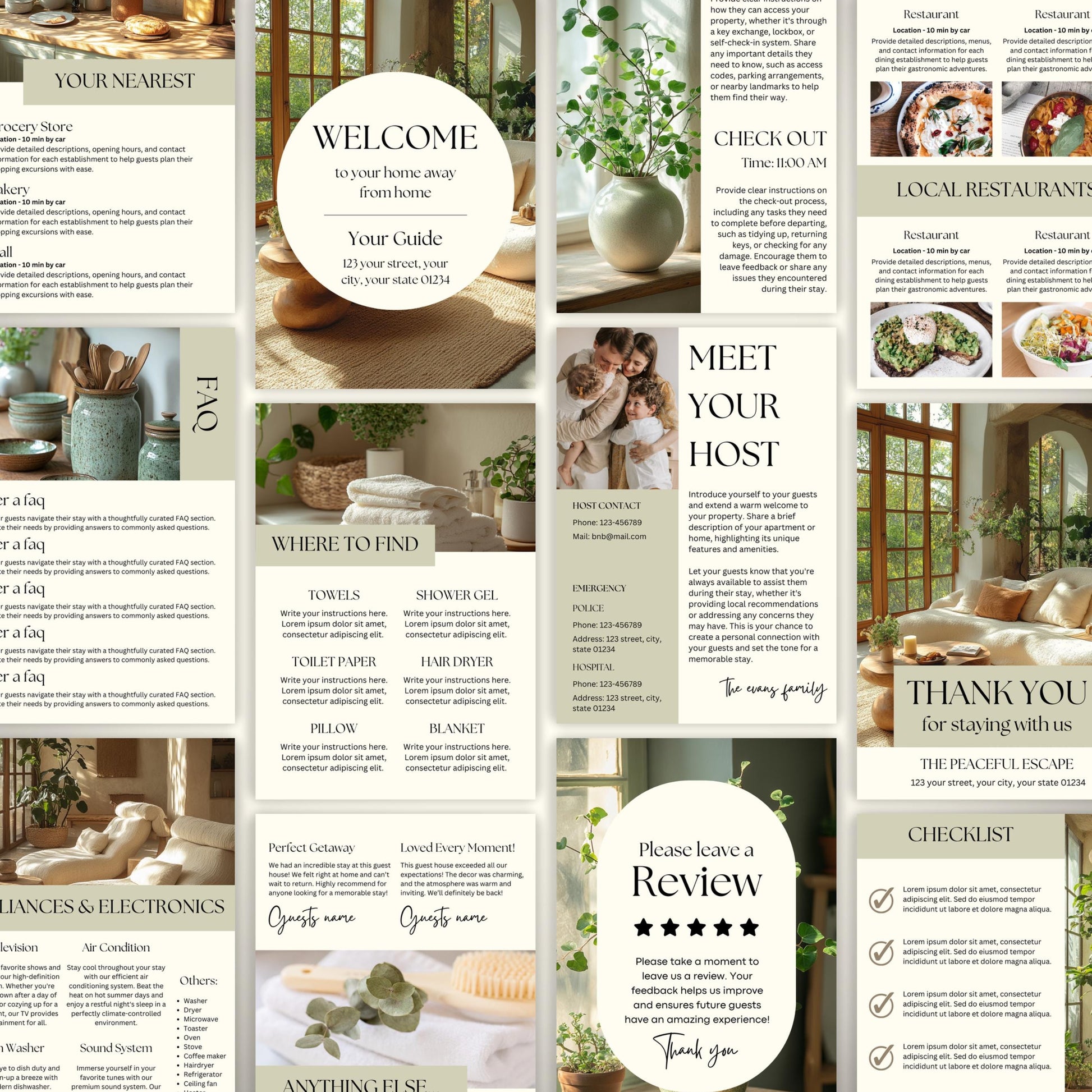 A promotional display showcasing a printable or shareable Airbnb Welcome Book.