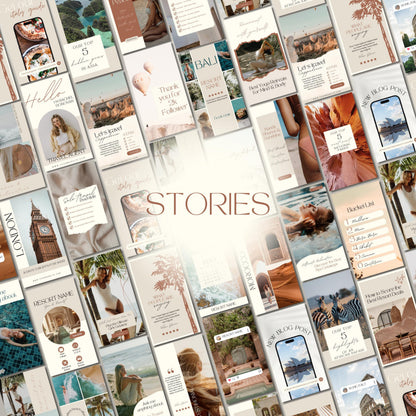 Grid of travel agent instagram templates.